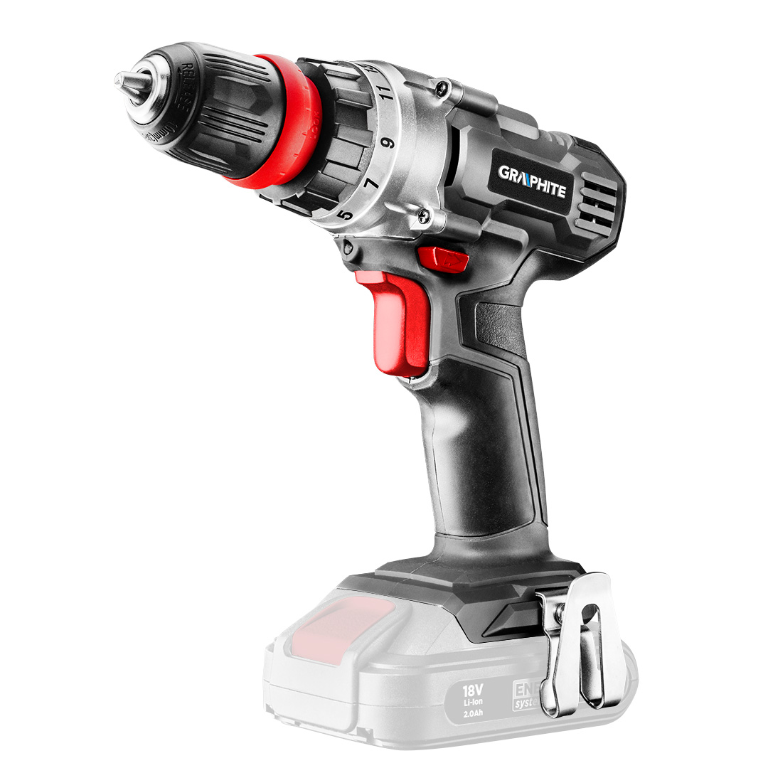 Дриль-шурупокрут акумуляторний GRAPHITE 18В 44Hm, без АКБ, 58G022